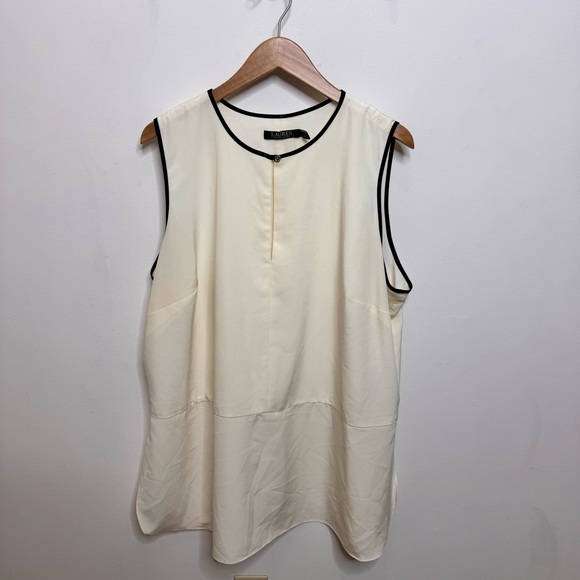 Lauren Ralph Lauren Tops - Lauren Ralph Lauren Cream Sleeveless Tank with Black Piping